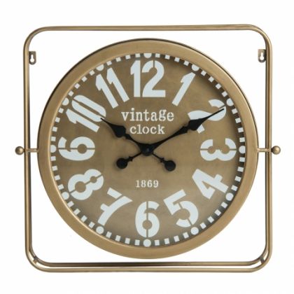 Reloj De Pared Metalico Dorado Cristal 50 Cm