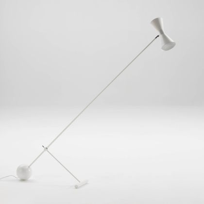 Lámpara De Pie Diseño Art Decó Metal Blanco 181 Cm