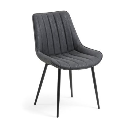 silla  industrial, gris, negro, piel sintetica, jana 82 cm