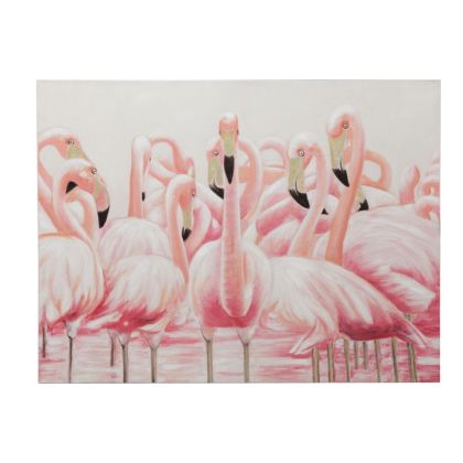lienzo flamencos rosa tejido, madera, 120 cm