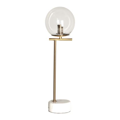 Lámpara De Sobremesa Blanco Oro Art Decó. 16 Cm