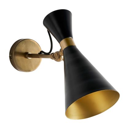Lámpara de Pared Hierro Latón Negro/Dorado, 27 Cm