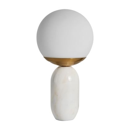 Lámpara de Sobremesa Vidrio Acero Blanco/Oro, 35 Cm