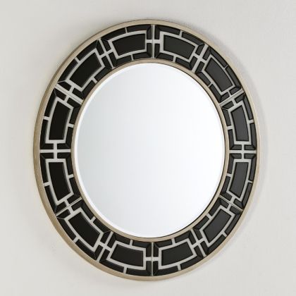 Espejo Redondo Decor Cristal Blanco/Negro, 110 Cm