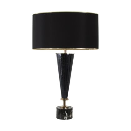 Lámpara De Sobremesa color Negro Hierro Vidrio y Lino, 77 cm