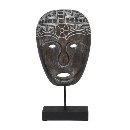 Figura Madera Hierro Mascara, 46 Cm