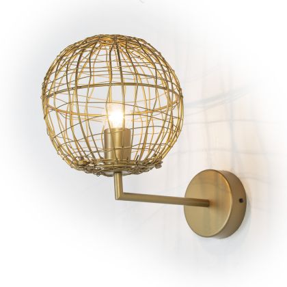 Lámpara de Pared Estilo Art Decó Alambre Metal Dorado, 29 Cm