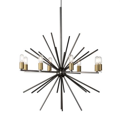 Lámpara Techo Diseño Moderno Metal Negro Dorado, 80 cm