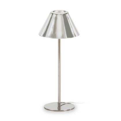 Lámpara De Sobremesa Art Decó Metal Plata, 15 Cm