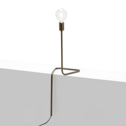 Lámpara de Sobremesa De Diseño Vintage Metal Dorado, Bombilla Al Aire 76 Cm