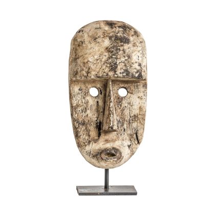 Figura mascara, étnico, natural, hierro madera mango 14 cm