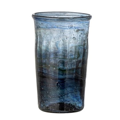 Vaso Taja Estilo Art Decó Azul Cristal, 11'5 Cm