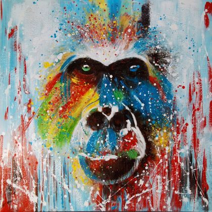 Cuadro Multicolor Abstracto Gorila