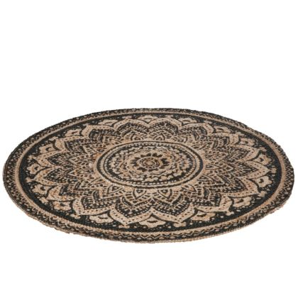 alfombra mosaico yute natural,negro