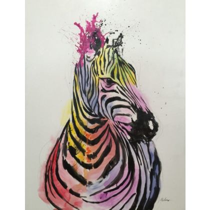 Cuadro cebra multicolor 130 cm