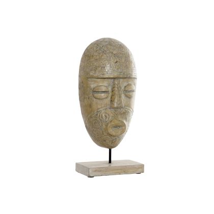 Figura mascara Africana Metal Natural, 44 cm