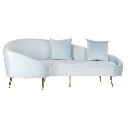Sofá Art Decó Azul celeste Terciopelo Redondeada, 210 Cm
