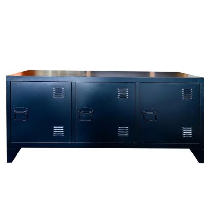 Mueble TV Metal Azul 3 Puertas, 120 Cm