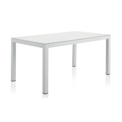 Mesa Comedor Diseño Moderno Aluminio Blanco, 152 Cm