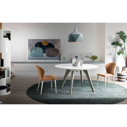 Mesa de Comedor Extensible de Diseño Estilo Moderno Lacado Blanco, 120 Cm