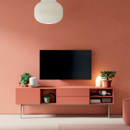 Mueble TV de Diseño Estilo Moderno Lacado Terracota Mate, 180 Cm 