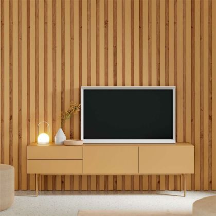 Mueble TV de Diseño Lacado 2 Cajones 2 Puertas Color Trigo, 180'1 Cm