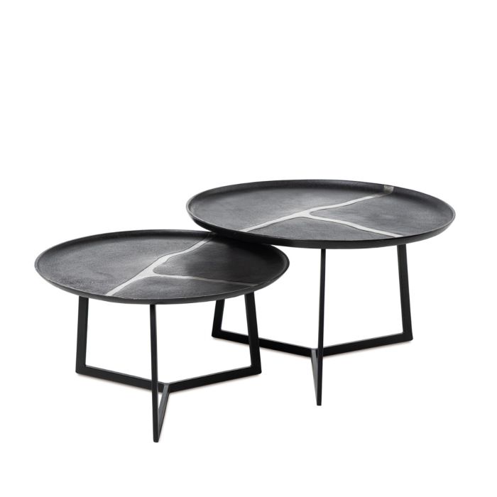 Set mesas de centro diseño moderno en metal negro.