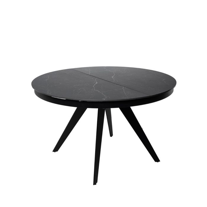 Mesa de comedor de diseño moderno en porcelánico efecto mármol negro.