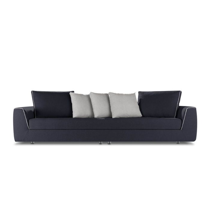 Sofá Modular Contemporáneo Cojines Gris, 221 x 470