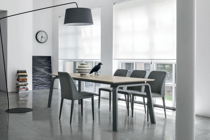 Mesa Comedor Escandinavo Gres Porcelanico Grafite Metal