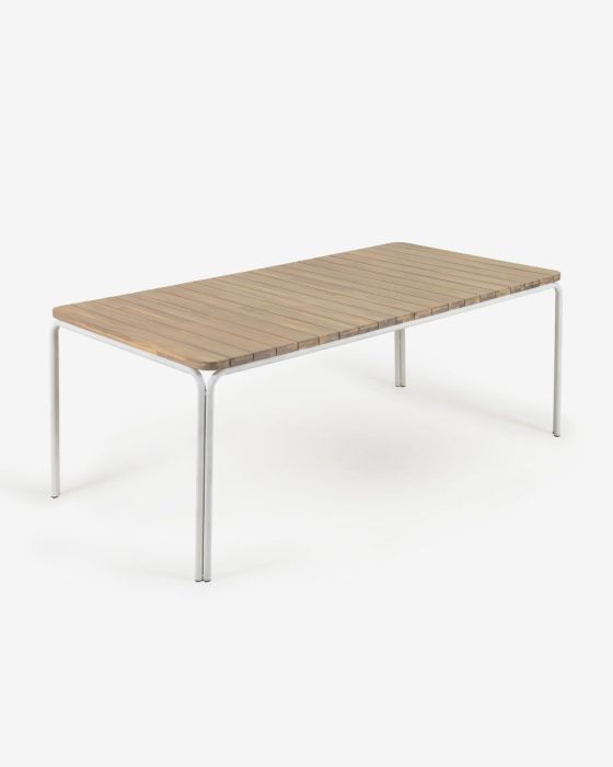 Mesa de Exterior Cailin Madera Natural Acero Blanco