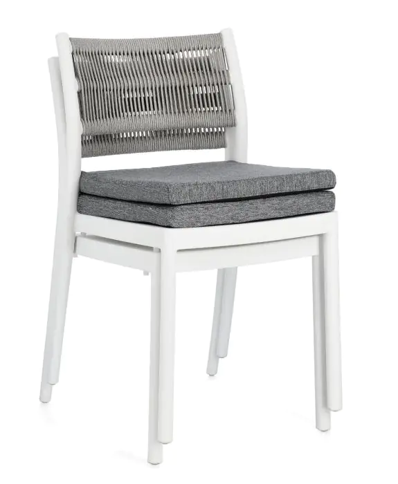 Silla Polipropileno Cuerda Blanco/Gris Claro, 49'5 Cm