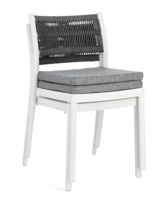 Silla Polipropileno Cuerda Blanco/Gris Oscuro, 49'5 Cm