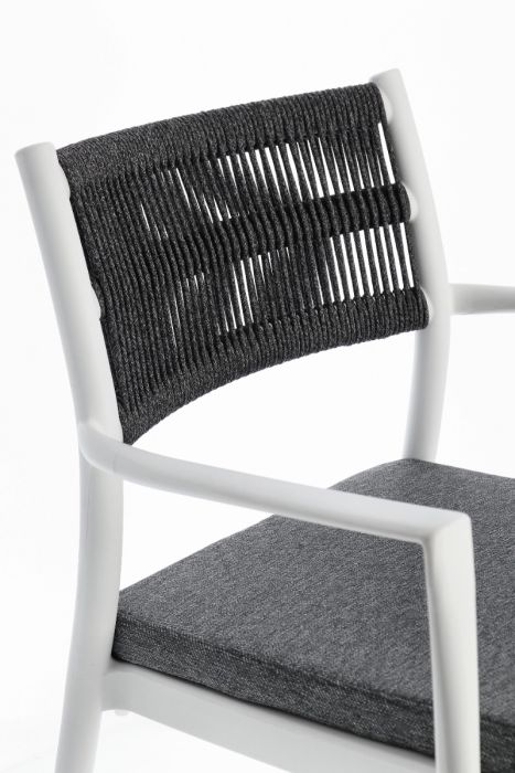 Silla Brazos Polipropileno Cuerda Blanco/Gris Oscuro, 59'5 Cm