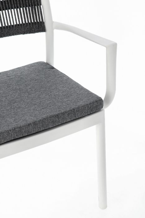 Silla Brazos Polipropileno Cuerda Blanco/Gris Oscuro, 59'5 Cm