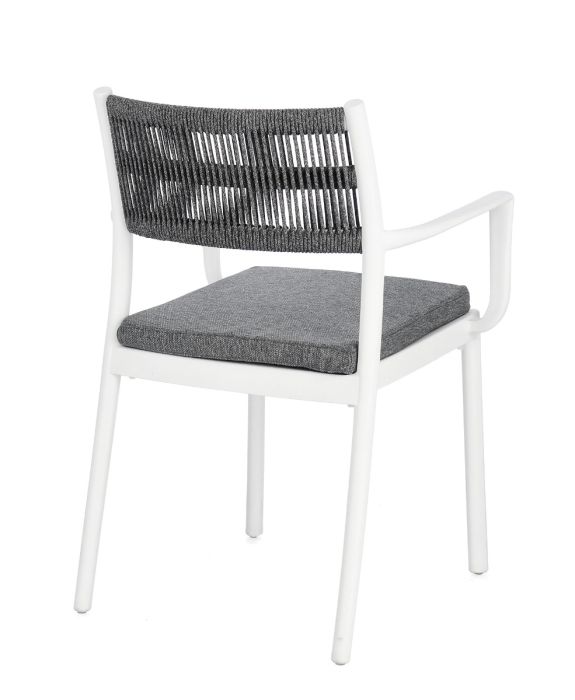 Silla Brazos Polipropileno Cuerda Blanco/Gris Oscuro, 59'5 Cm