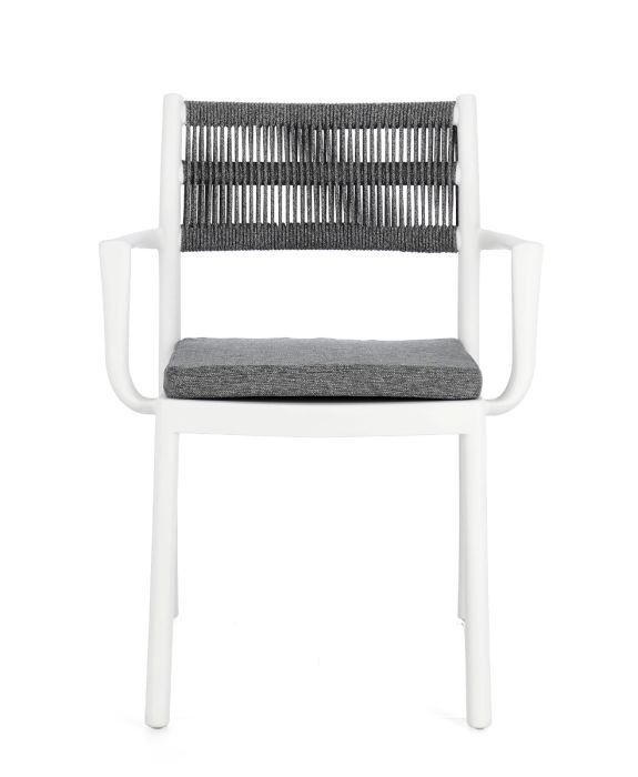 Silla Brazos Polipropileno Cuerda Blanco/Gris Oscuro, 59'5 Cm