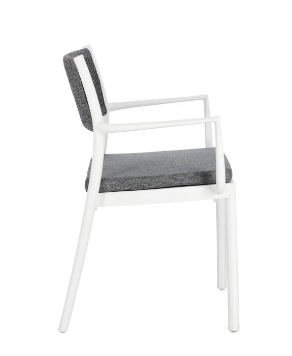 Silla Brazos Polipropileno Cuerda Blanco/Gris Oscuro, 59'5 Cm