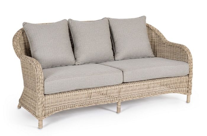 Sofá Jardín Aditya Estilo Tropical Tejido Gris Fibra Sintética, 175 Cm