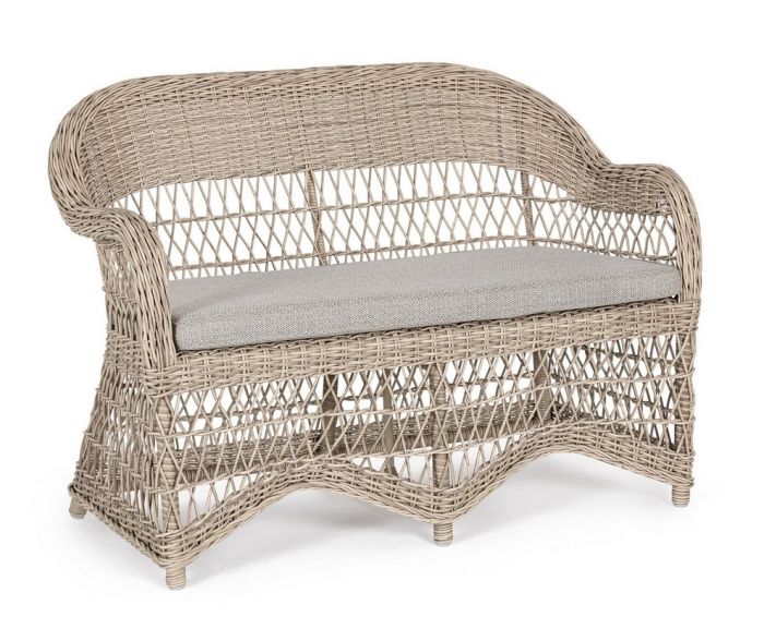 Sofá 2 Plazas Exterior Júpiter Estilo Tropical Fibra Sintética Trenzada, 117 Cm