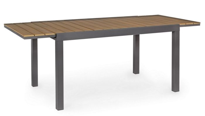 Mesa Jardín Extensible Elías Estilo Moderno Aluminio Gris Antracita Polywood, 140/200 Cm