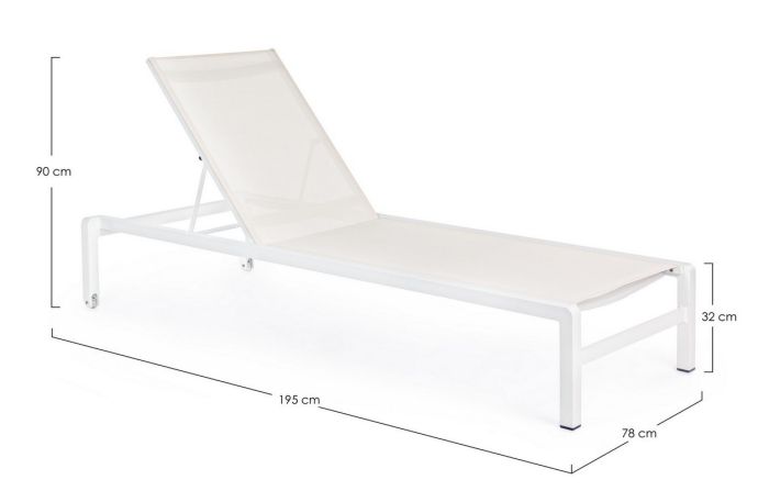 Tumbona Con Ruedas Aluminio Blanco, 78 Cm