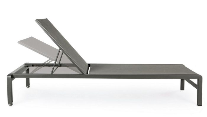 Tumbona Con Ruedas Konnor Reclinable Aluminio Gris Antracita, 78 Cm