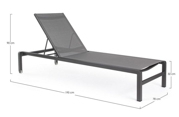 Tumbona Con Ruedas Aluminio Gris Antracita, 78 Cm