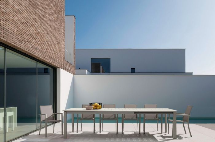 Silla Aluminio Blanco Textilene Gris, 56'2 Cm