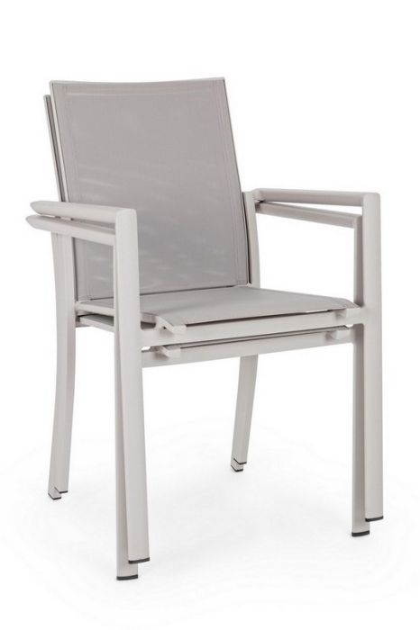 Silla Aluminio Blanco Textilene Gris, 56'2 Cm