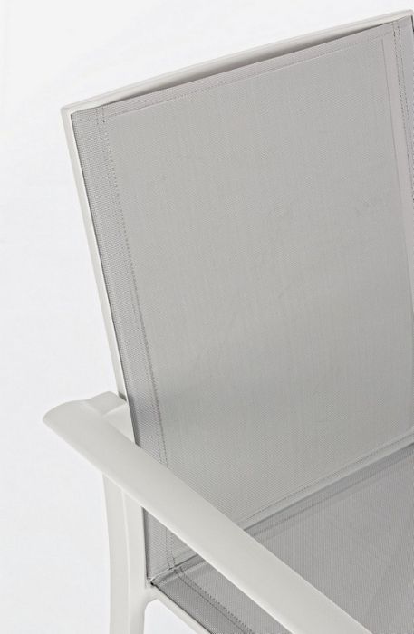 Silla Aluminio Blanco Textilene Gris, 56'2 Cm