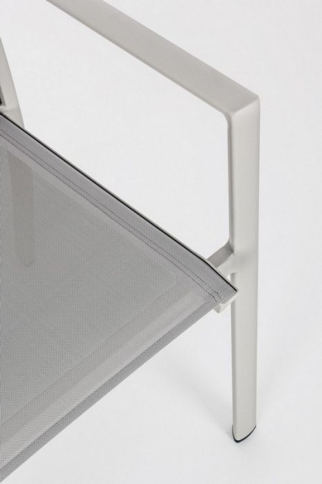 Silla Aluminio Blanco Textilene Gris, 56'2 Cm