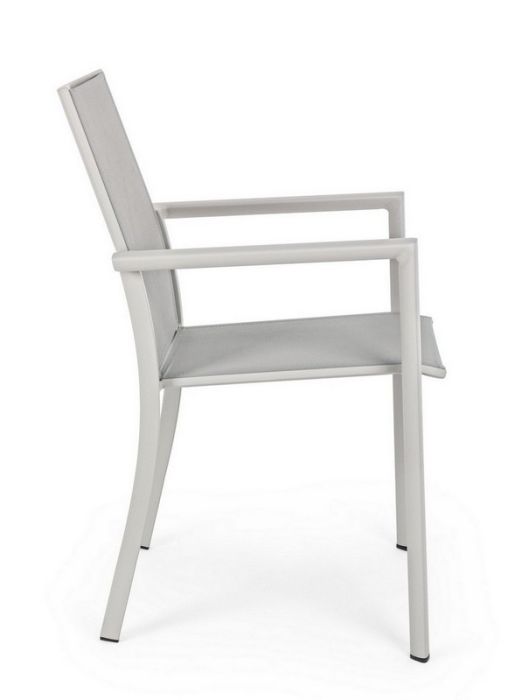 Silla Aluminio Blanco Textilene Gris, 56'2 Cm