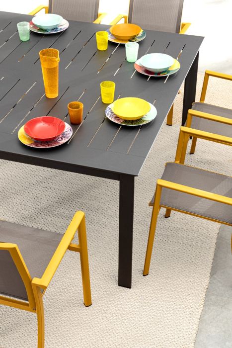 Mesa Extensible Aluminio Gris Antracita, 160/110 Cm